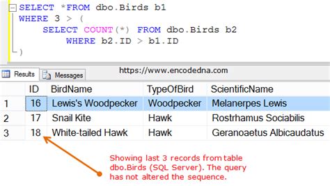 retrieve last 3 records in sql|SQL Query to Display Last 5 Records from Employee Table.